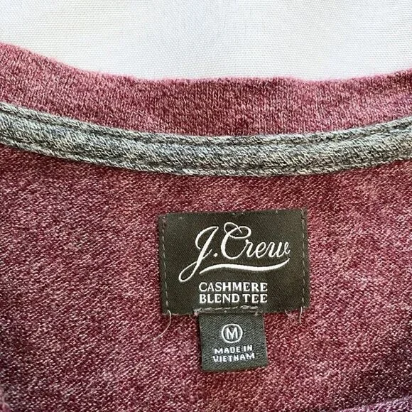 J CREW MEN'S COTTON CASHMERE BLEND TEE IN BURGUNDY - M - Picture 5 of 8